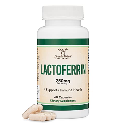 Lactoferrin 250mg per Serving (60 Capsules) Patented Bioferrin Lactoferrin - Superior Iron Supplement for Iron Deficiency and Immune Support by Double Wood Supplements