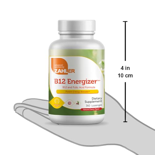 Zahler B12 Energizer, Potent Energy Supplement, Vitamin B12 Methylcobalamin, Certified Kosher, 5000 MCG, 360 Natural Cherry Flavor Lozenges