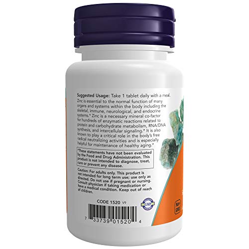 NOW Supplements, Vitamin D-3 5,000 IU, 240 Softgels & Now Foods Supplements, Zinc (Zinc Gluconate) 50 mg, Supports Enzyme Functions, Immune Support, 100 Tablets, Yellow/Gold