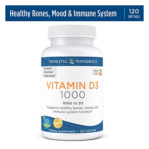 Nordic Naturals Vitamin D3 1000, Orange - 1000 IU Vitamin D3-120 Mini Soft Gels - Supports Healthy Bones, Mood & Immune System Function - Non-GMO - 120 Servings