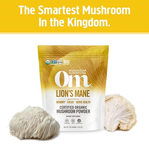 Om Mushroom Superfood Lion's Mane Organic Mushroom Powder 7.05 Ounce