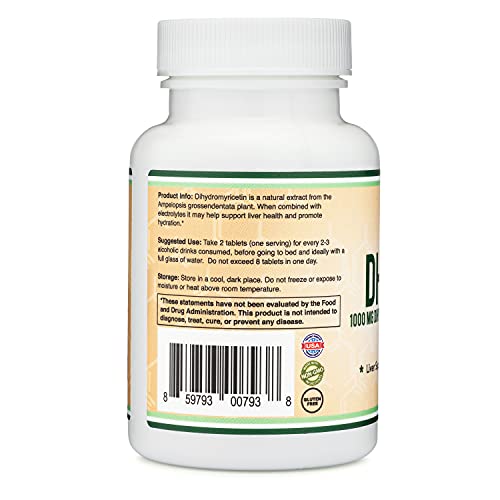 Double Wood Supplements DHM1000 Dihydromyricetin (DHM) Tablets  1,000mg 30 Count