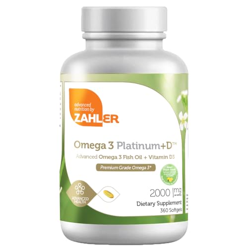 Zahler Omega 3 Platinum D Advanced Omega 3 with Vitamin D3 3000 mg 360 Softgels