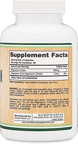 Double Wood Supplements Magnesium Citrate 180 Capsules