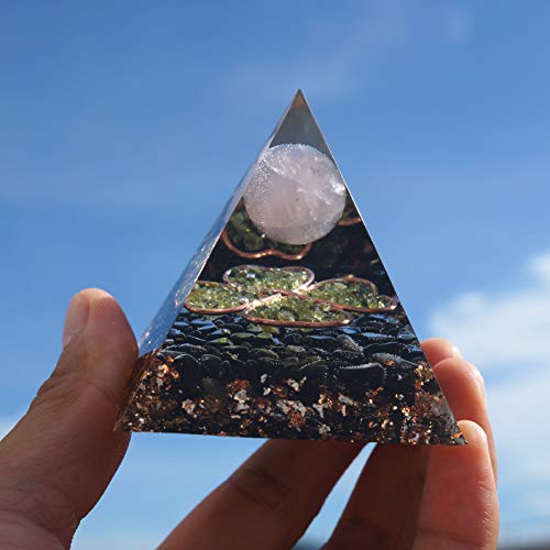 GLOBAL CRYSTAL Four Leaf Clover Rose Quartz Sphere Orgonite Pyramid Chakra Reiki Healing Meditation Orgone Pyramid