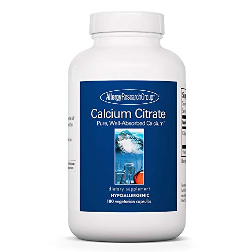 Allergy Research Group - Calcium Citrate - Bone, Teeth, Muscle, Nerve Support - 180 Vegetarian Capsules