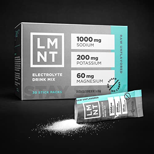 LMNT Zero-Sugar Electrolytes Raw Unflavored Salt 30 Sticks