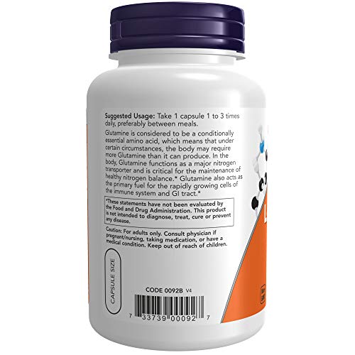 Now Foods Supplements, L-Glutamine 500 mg 120 Veg Capsules