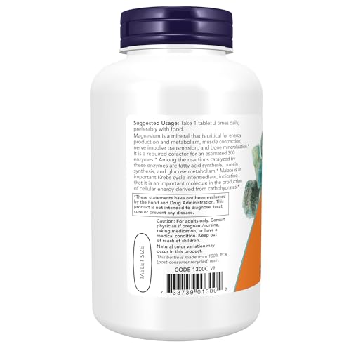 NOW Supplements Magnesium Malate 1000 mg 180 Tablets