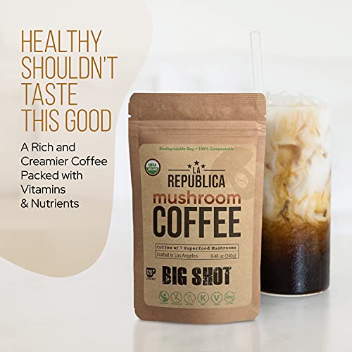 La Republica Big Shot Organic Mushroom Coffee 120 Servings 7 Mushrooms