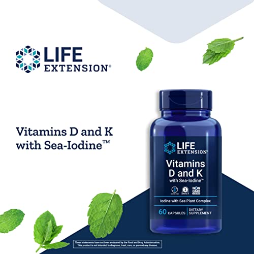 Life Extension Vitamins D and K with Sea-Iodine 60 Capsules