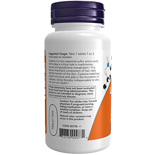 NOW Foods L-Cysteine 500 mg, 100 Tablets (Pack of 2)