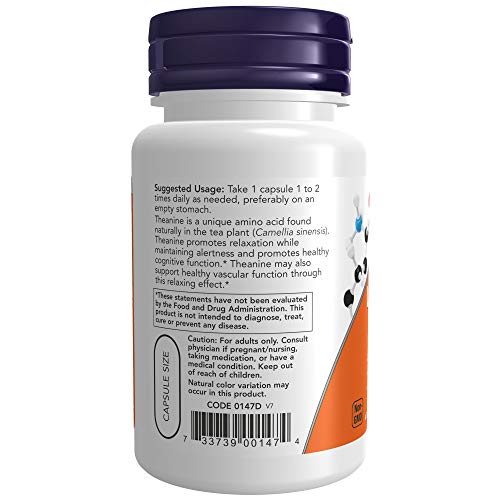 NOW L-Theanine 200 mg 60 Veg Capsules