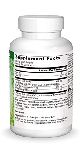 Source Naturals Vegan True Non-Fish Omega-3s EPA-DHA for Heart and Brain Health, (30 Capsules)