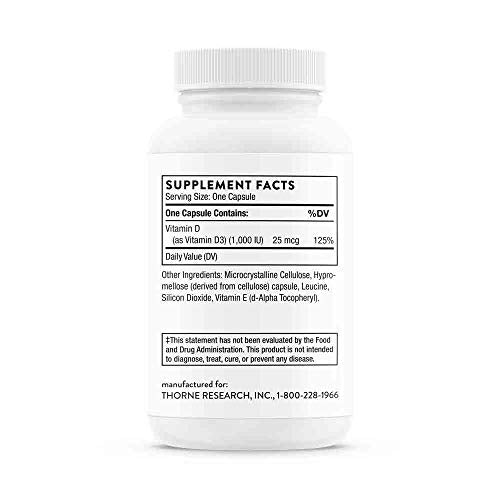 Thorne Vitamin D-1000 - Vitamin D3 Supplement 90 Capsules
