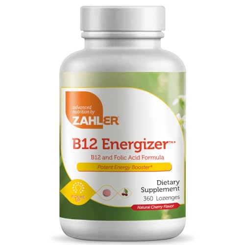 Zahler B12 Energizer, Potent Energy Supplement, Vitamin B12 Methylcobalamin, Certified Kosher, 5000 MCG, 360 Natural Cherry Flavor Lozenges