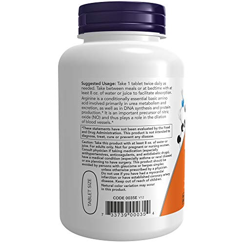 Now Foods L-Arginine 1000mg, 120 Tablets (2 Pack)