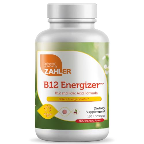 Zahler B12 Energizer, Potent Energy Supplement, Vitamin B12 Methylcobalamin, Certified Kosher, 5000 MCG, 180 Natural Cherry Flavor Lozenges