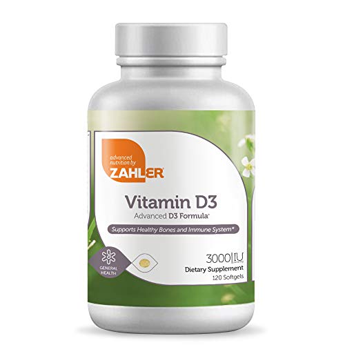 Zahler - Advanced Vitamin D3 3000 IU Softgels (120 Count) Kosher Vegetarian Friendly Vitamin D for Immune Support, Bone, Teeth & Muscle Health - Daily D3 Vitamin Supplement for Adults - Easy Swallow V