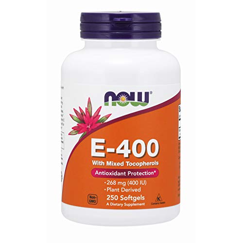 NOW E-400 Vitamin E-400 IU MT Softgels with Mixed Tocopherols, 250 Softgels