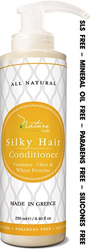 Nature Lush Organic Olive Silky Hair Conditioner - Sulfate Free Treatment - Powerful Stimulator for Hair Roots - Daily Use for Men & Women - Provides Vital Vitamins & Proteins 8.4 oz