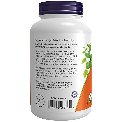 Now Foods Organic Spirulina Tablets, 500