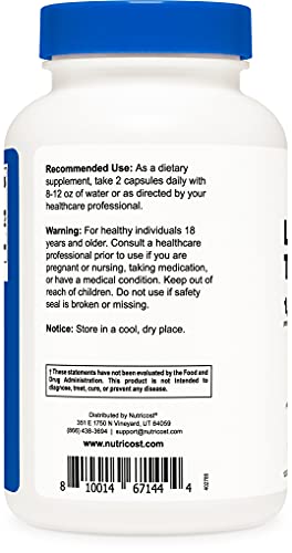 Nutricost L-Carnitine Tartrate 500mg, 120 Capsules - 1000mg Per Serving (60 Servings)