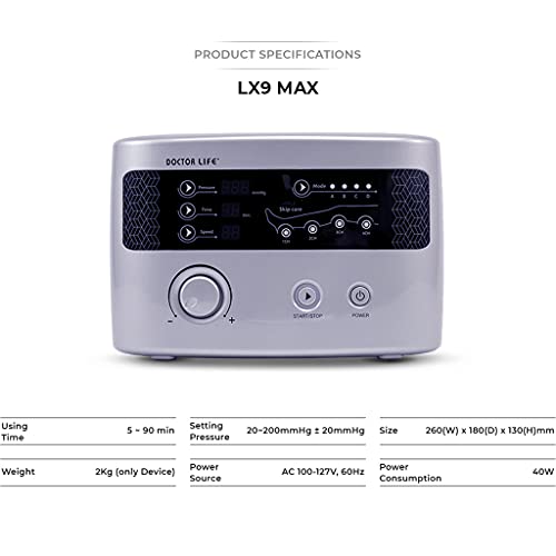 DOCTOR LIFE LX9max Sequential Air Compression Recovery System : Pump + Boots (XXL) + Extension zippers (for XXL)