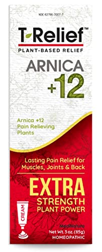 MediNatura T-Relief Сверхпрочный крем для облегчения боли Arnica +12 Быстродействующие натуральные успокаивающие активные вещества помогают уменьшить боли в спине, шее, суставах, мышцах, руках и ногах, боли и болезненность - 3 унций