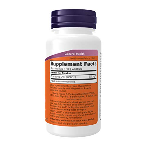 NOW Supplements CoQ10 200 mg 60 Veg Capsules