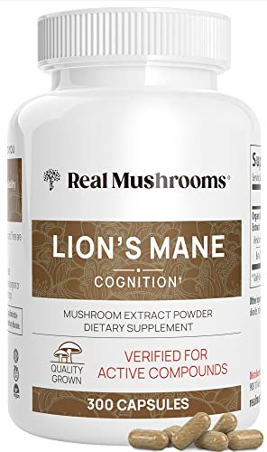 Real Mushrooms Lion’s Mane Mushroom Extract Capsules 300 Caps