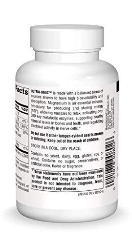 Source Naturals Ultra-Mag High-Efficiency Magnesium Complex - Maintains Muscle & Nerve Function - 60 Tablets