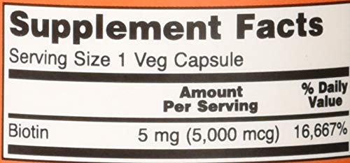 Now Foods Biotin 5 MG Vegetarian Capsules, 120 Count