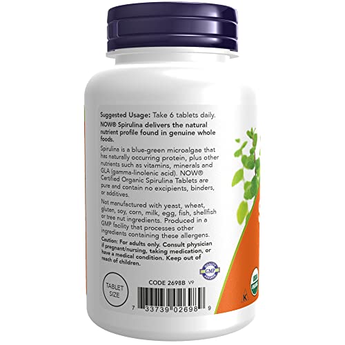 Now Foods Organic Spirulina Tablets, 200