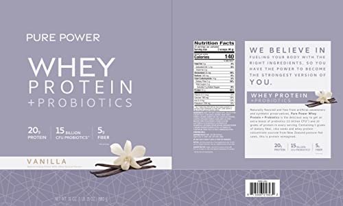 Dr. Mercola Pure Power Protein Powder + Probiotics Vanilla, 31 oz (880 g) 22 Servings