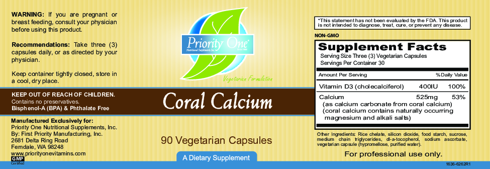 Priority One Vitamins Coral Calcium 90 vegcaps