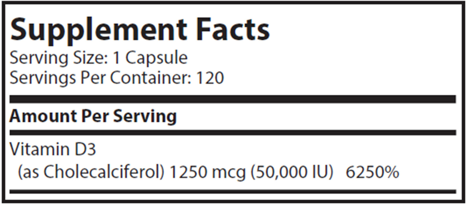 Advanced Nutrition by Zahler Vitamin D3 50,000 IU 120 vegcaps