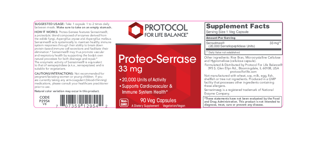Protocol For Life Balance Proteo-Serrase 33 mg 90 vegcaps