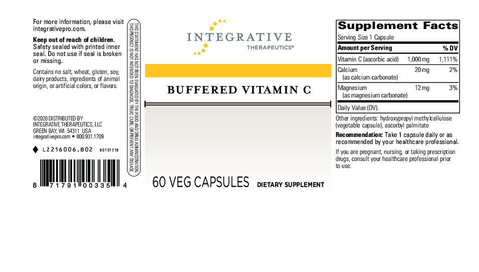 Integrative Therapeutics Buffered Vitamin C 1000 mg 60 vegcaps