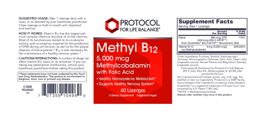 Protocol For Life Balance Methyl B12 5000 mcg 60 loz