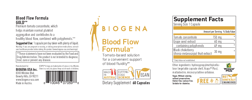 Biogena Blood Flow Formula GOLD 60 vegcaps