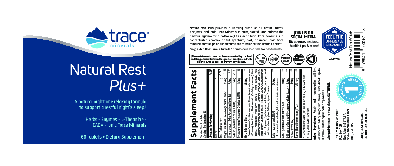 Trace Minerals Research NaturalRest Plus 60 tabs