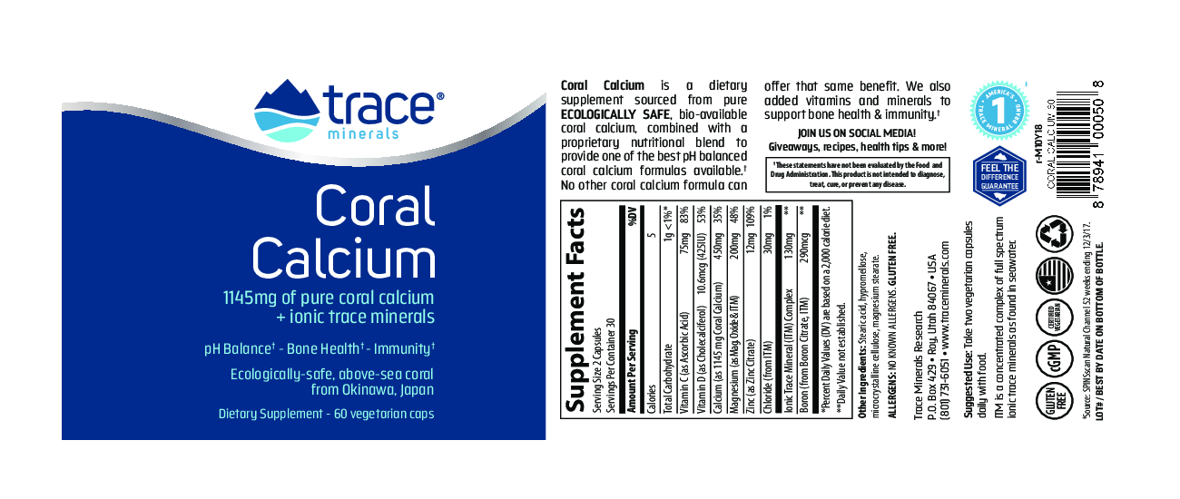 Trace Minerals Research Coral Calcium w/ ConcenTrace 60 vegcaps