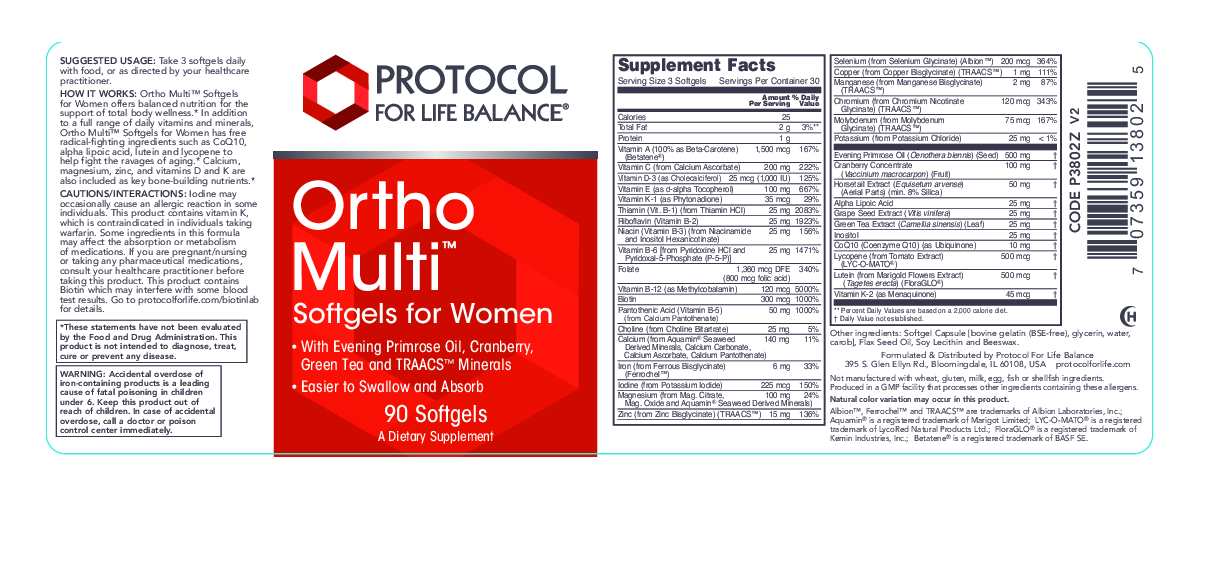 Protocol For Life Balance Ortho Multi for Women 90 softgels