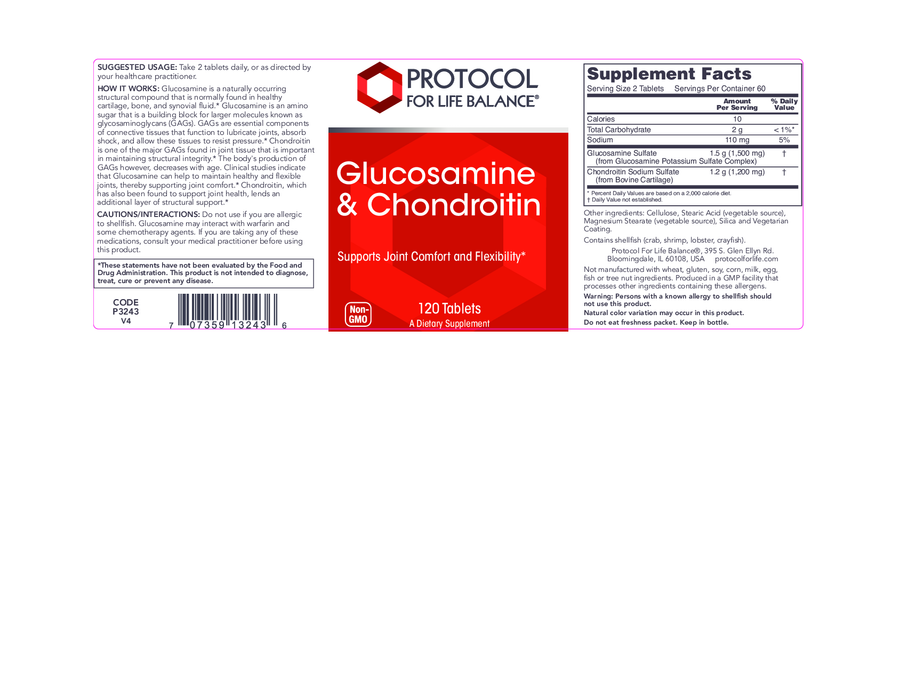 Protocol For Life Balance Glucosamine &Chondroitin Ex Str 120 tabs