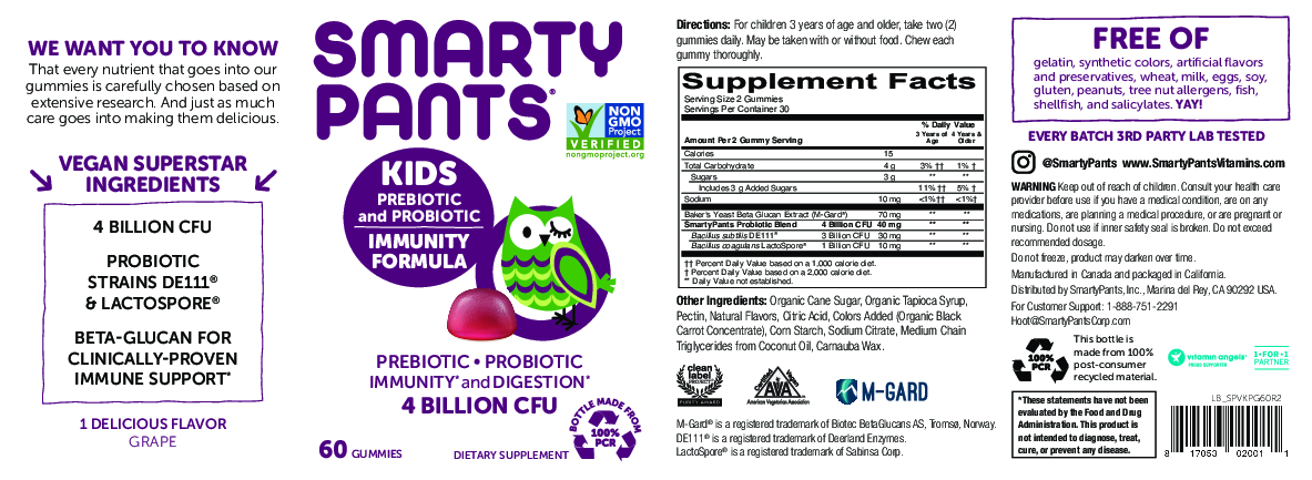 SmartyPants Vitamins Kids Probiotic Grape 60 gummies