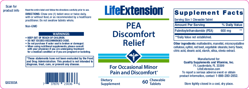 Life Extension PEA Discomfort Relief 60 chew tabs