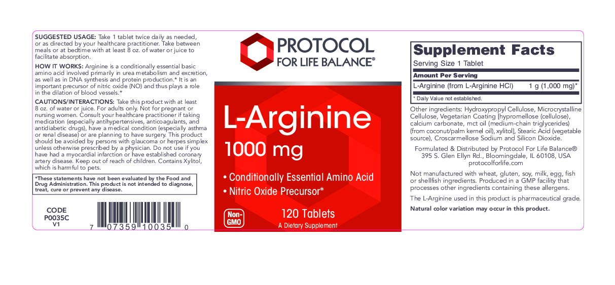 Protocol For Life Balance L-Arginine 1000mg 120 tabs