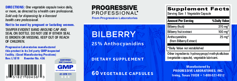 Progressive Labs Bilberry 60 vegcaps