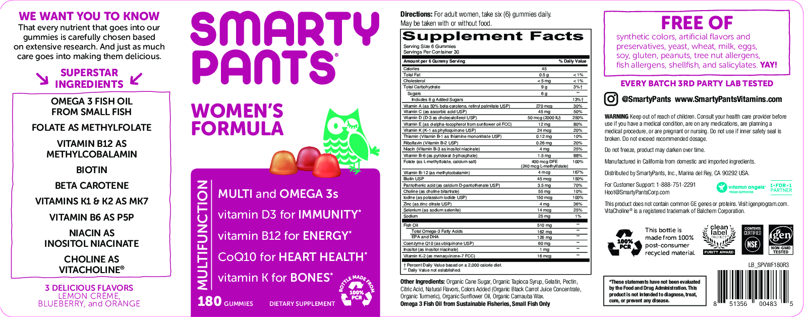 SmartyPants Vitamins Women's Formula 180 gummies